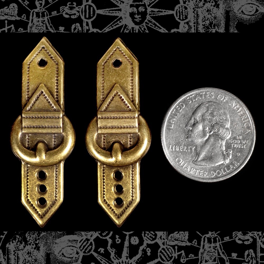 Antiqued Brass Buckled Strap Connector or Embellishment - Set of Two - AB-W34