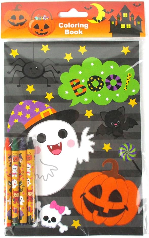 TINYMILLS Halloween Coloring Books for Kids with 12 Coloring Books and 48 Crayons