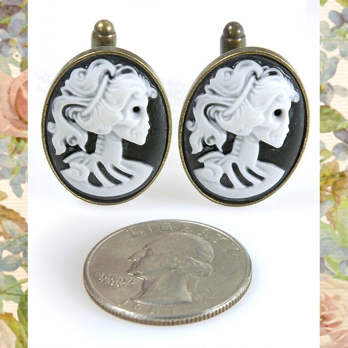 Antiqued Brass Cufflink Blanks with Oval 24mm x 18mm Settings - Three Pairs - AB-Cuff1