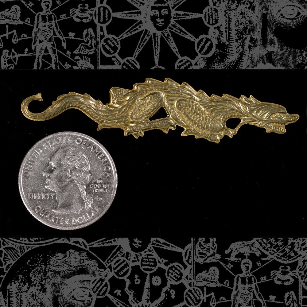 Antiqued Brass Dragon Wrap Filigree - AB-P70
