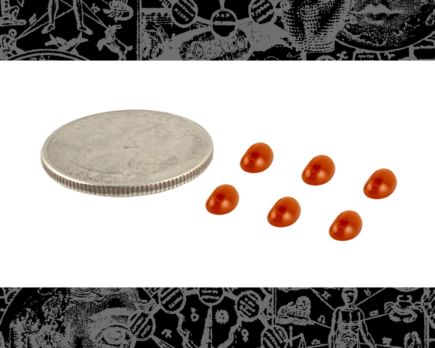 Carnelian 6mm x 4mm Cabochons - Set of Six - STC18