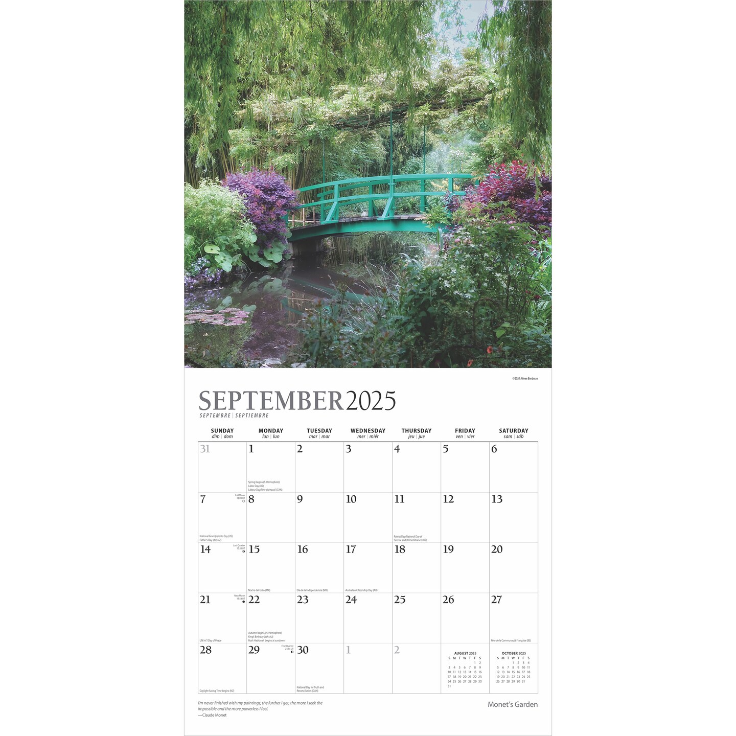 Monet&#x27;s Garden | 2025 12 x 24 Inch Monthly Square Wall Calendar | Foil Stamped Cover | Plato | Impressionism Artist Outdoor