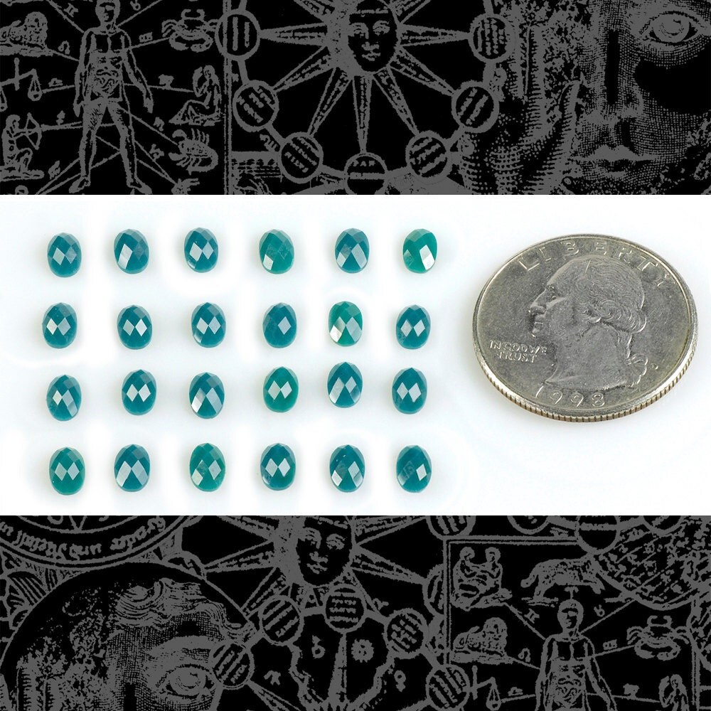 Faux Teal Stone Resin 4mm x 6mm Flat Back Cabochons - Set of Twenty-Four - CAB30
