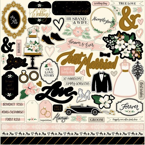 Echo Park Wedding Day 12 X 12 Cardstock Element Sticker Sheet