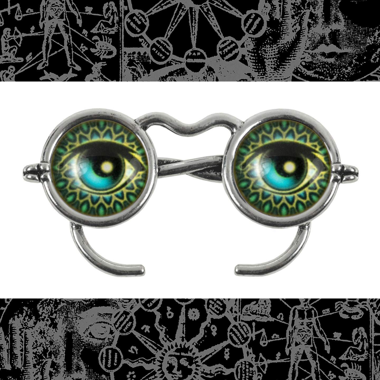 Antiqued Silver Steampunk Spectacle Wire Rimmed Glasses Pendants - Set of Three - ZS-P14