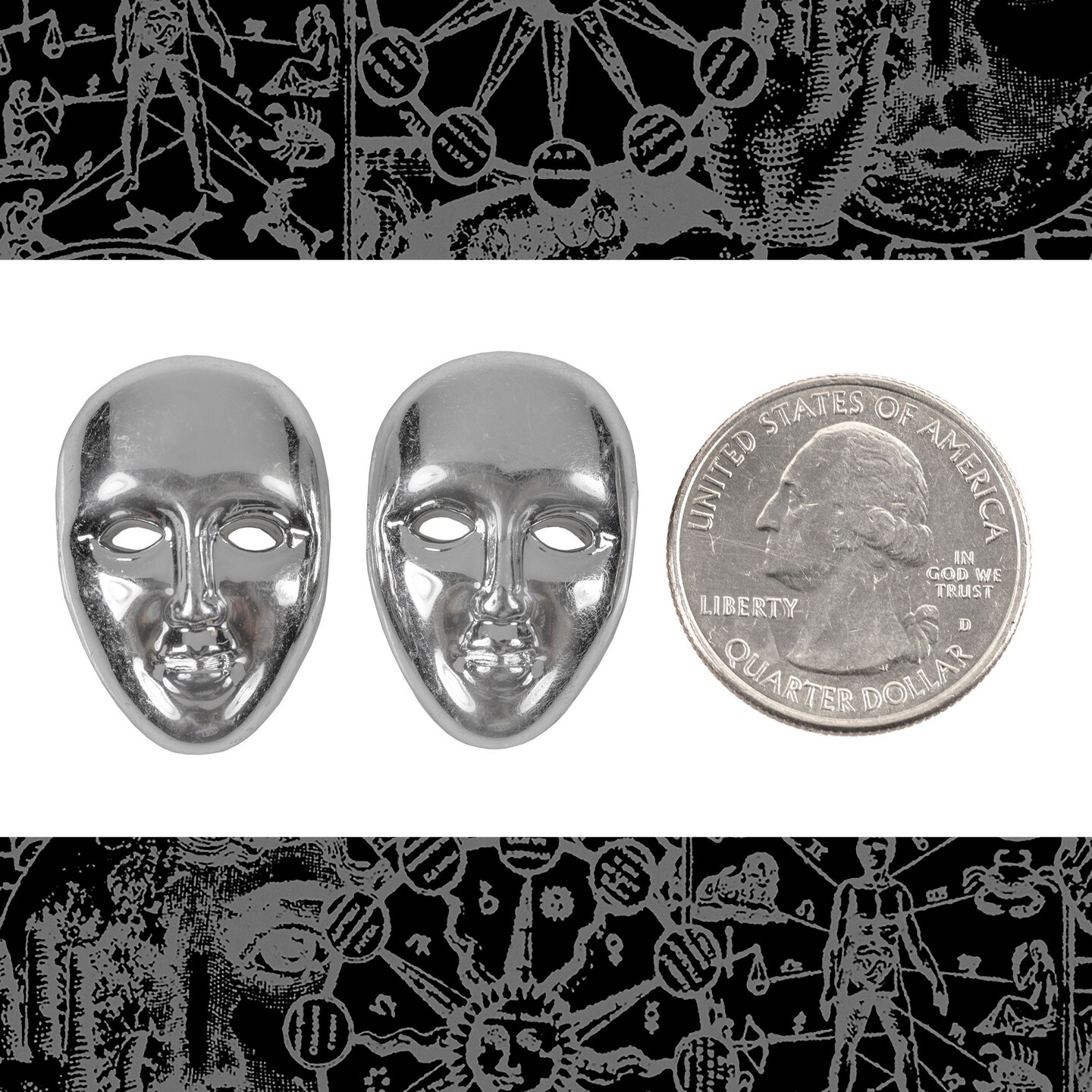Silver Face Resin Cabochons - Set of Two - CAB54