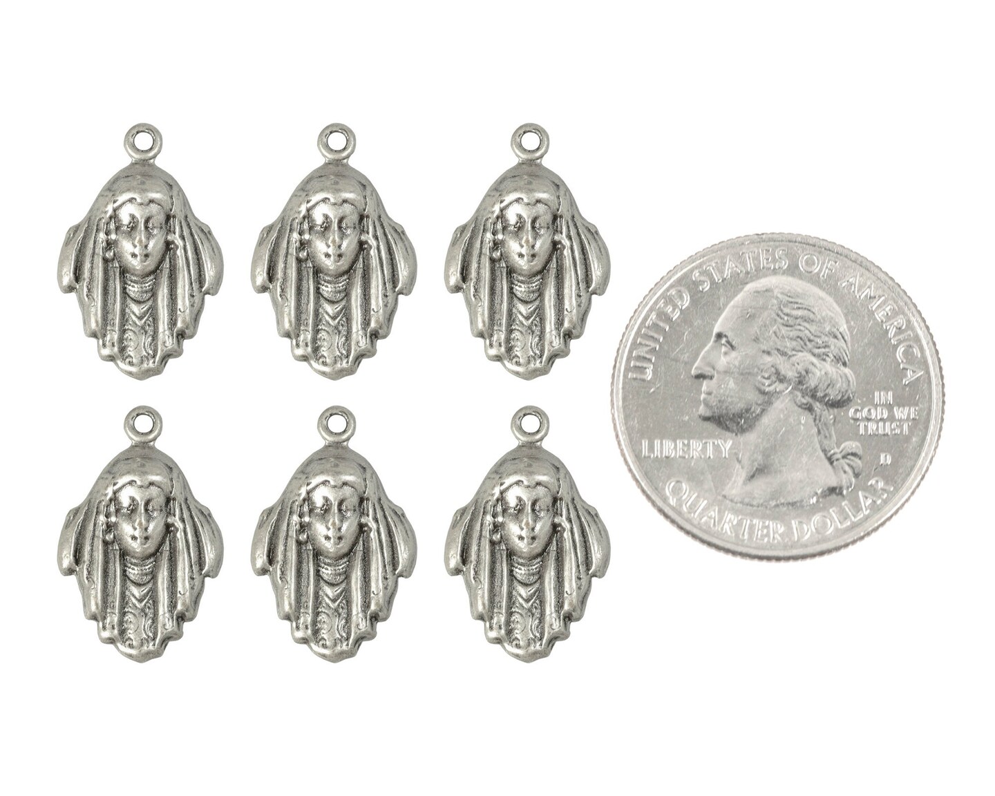 Antiqued Silver Plated Brass Gypsy Charms - Set of Six - S-C11