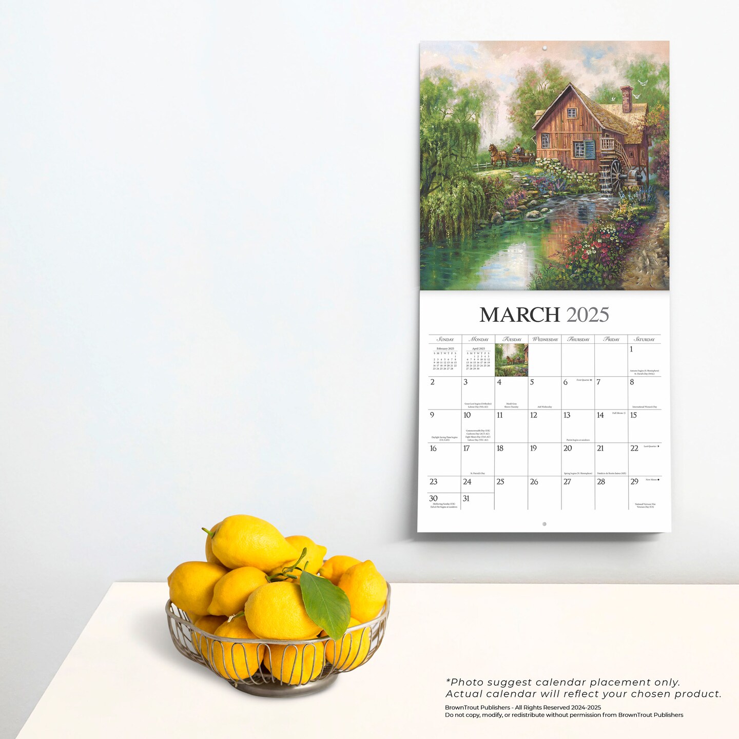 Bygone Days | 2025 12 x 24 Inch Monthly Square Wall Calendar | Featuring the Artwork of Carl Valente | Plastic-Free | Hopper Studios | Rural Country Art