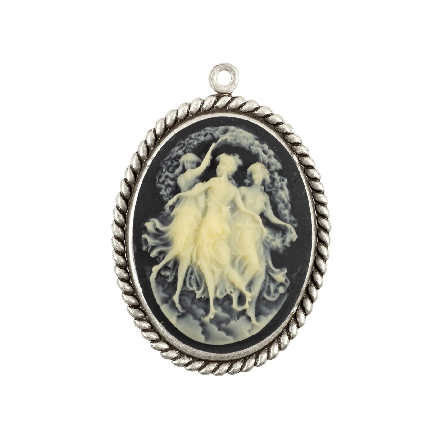 Black and Ivory Three Women Dancing Cameos 30mm x 40mm Cameos - Set of Two - CAM238