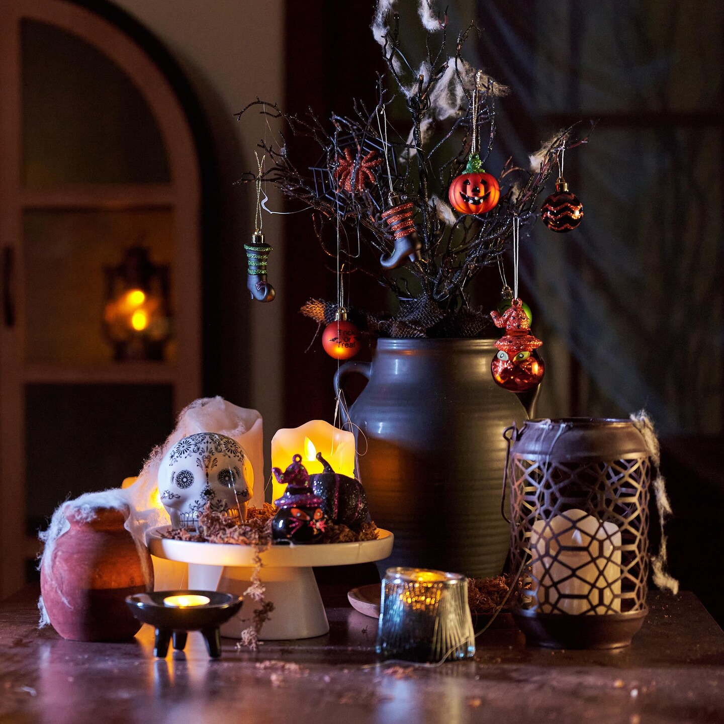24 Pieces  Halloween Ornaments Tree Decorations, Shatterproof Cats Jack-o&#x27;-Lantern Pumpkin Vintage Decorative Hanging Ball Ornaments Set for Small Tree, Cute Holiday Party Indoor Home Decor