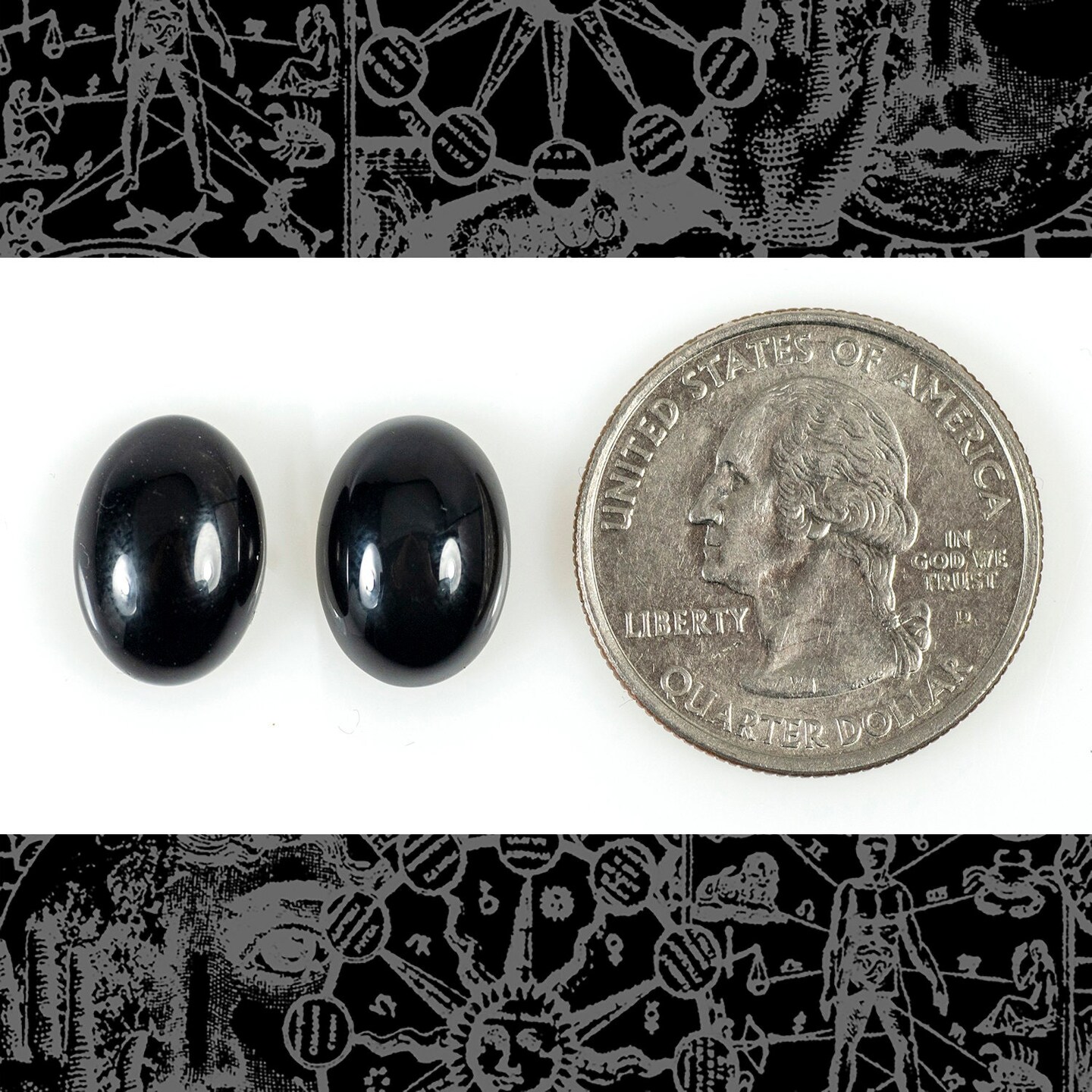 14x10mm Onyx Cabochons - Set of Two - CAB39