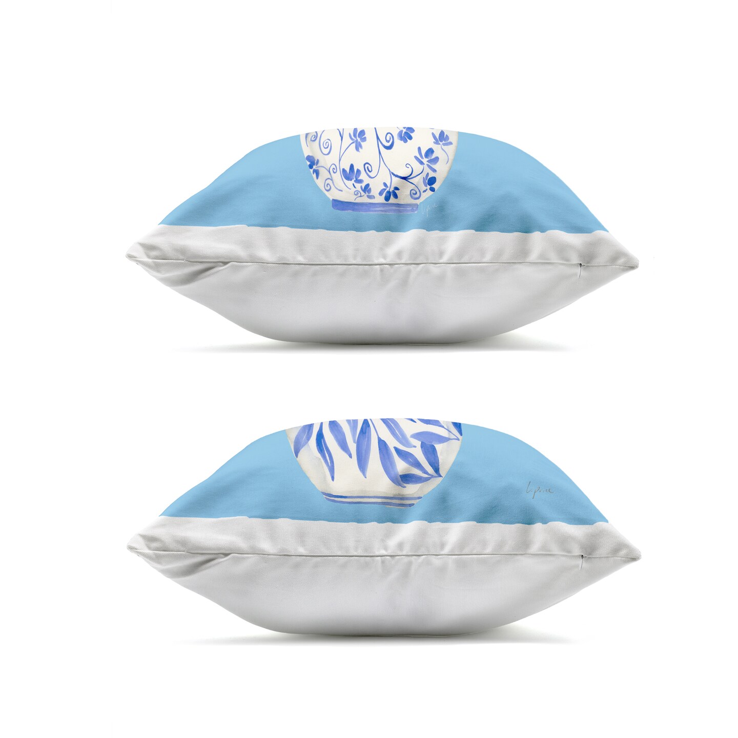 Stupell Industries Red & Blue Hydrangea Vases 2 Piece Outdoor Printed Pillow Set, design by Lucille Price, 18 x 7 x 18