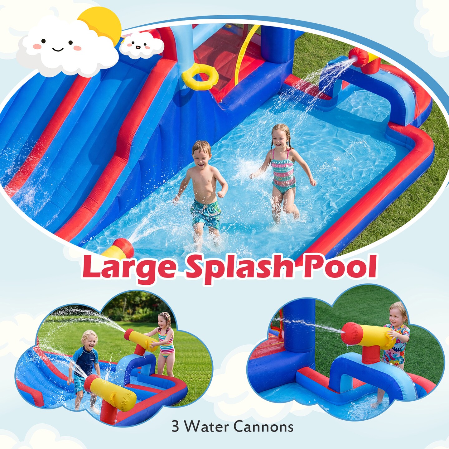 Giant Inflatable Water Slide Park Double Slides and 750W Blower Included