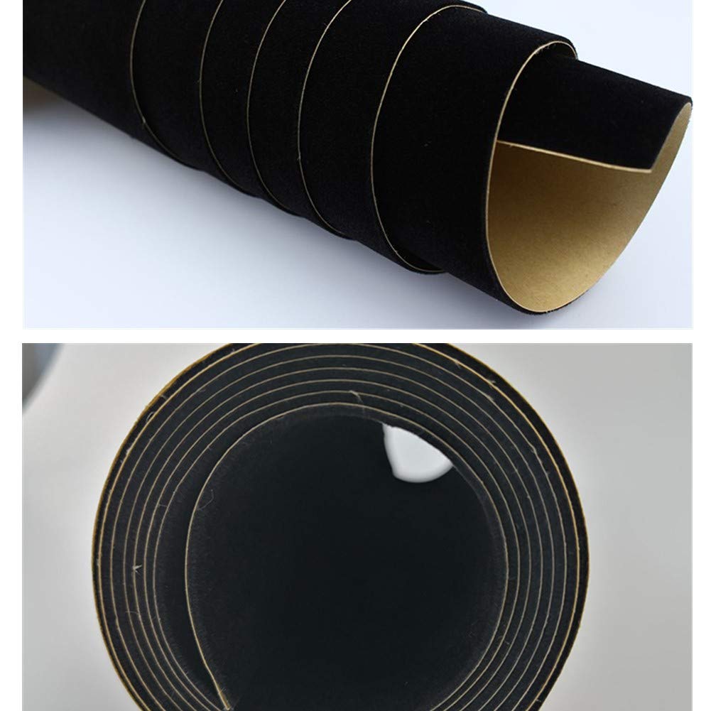 Self Adhesive Sheets, Adhesive DIY Felt Sheets for Art & Crafts, Peel & Stick Drawer/Jewelry Box Liner, Solid Color Felt Wallpaper (14.6" x 39.4", Black) - 2pcs