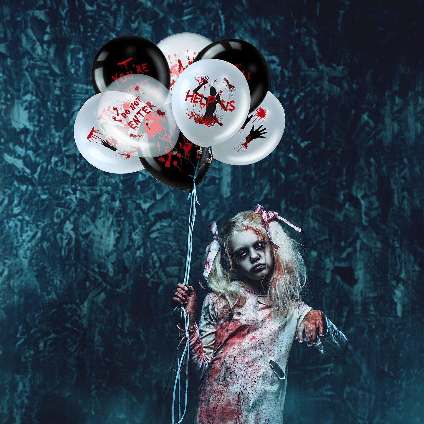 45 Pieces Scary Halloween Balloons 12 Inches Bloody Balloons Eye Blood Splatter Decorations Horror Balloons Zombie Latex Balloons for Birthday Vampire Haunted House Party Supplies (Scared Style)