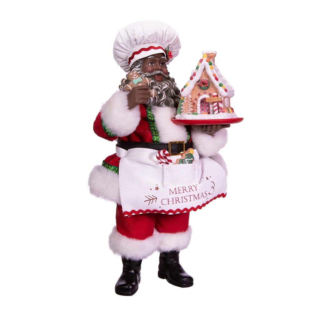 10.5&#x22; Fabrich&#xE9;&#x2122; African American Gingerbread Chef Santa