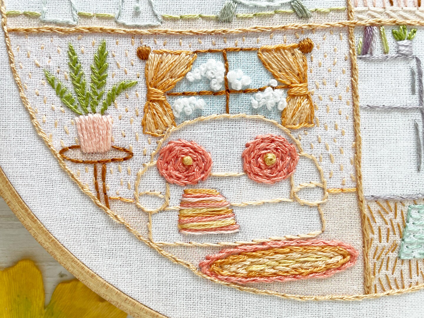 my little house hand embroidery fabric sampler | MakerPlace by