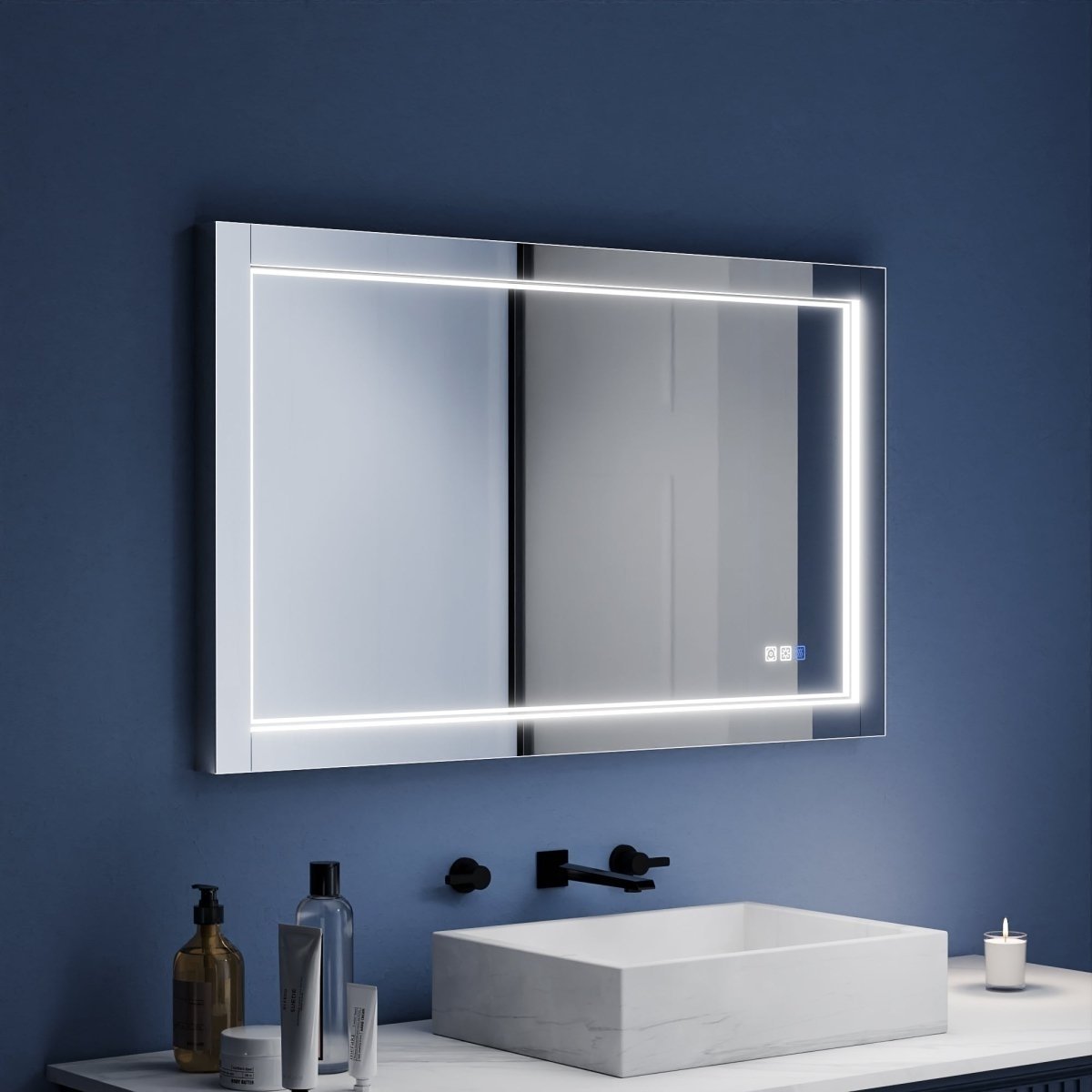 Ascend-M1d 40X24 Led Bathroom Mirror With Aluminum Frame Defogging Dimmable