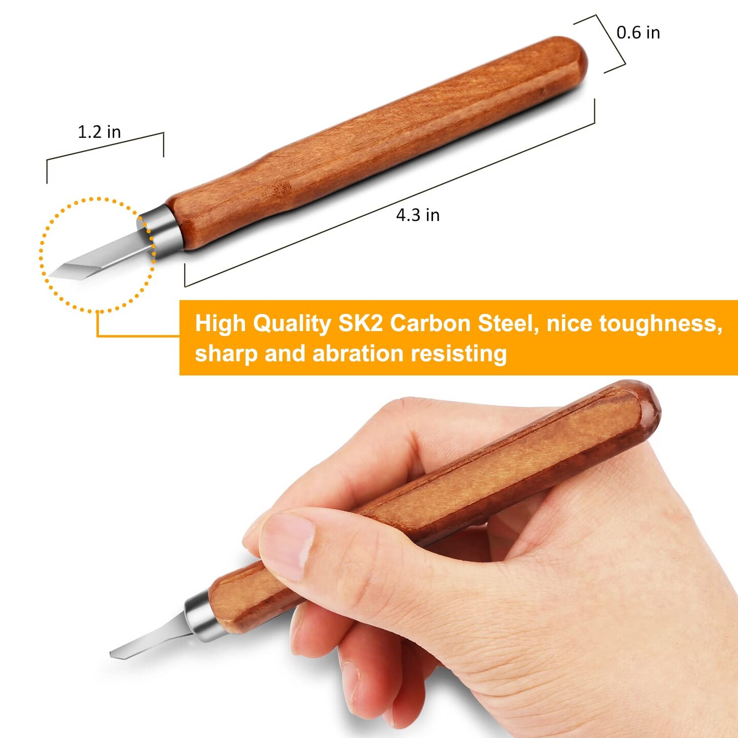 12 Pieces Wood Carving Tools, SK2 Carbon Steel Sculpting Knife Kit for Beginners & Professions
