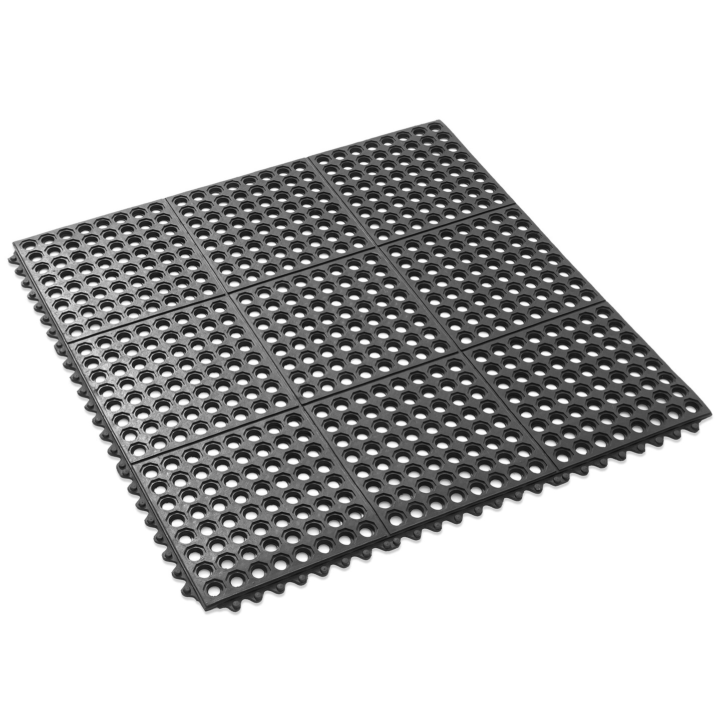GRIDMANN Rubber Floor Mats, Anti-Fatigue Drainage Mats, Non-Slip and Grease Resistant for Restaurants, Commercial Kitchens, Bar Floors, Black