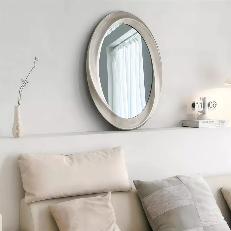 Oval Wall Art Mirror Baroque Gold Decorative Accent Mirror Living Room Bathroom