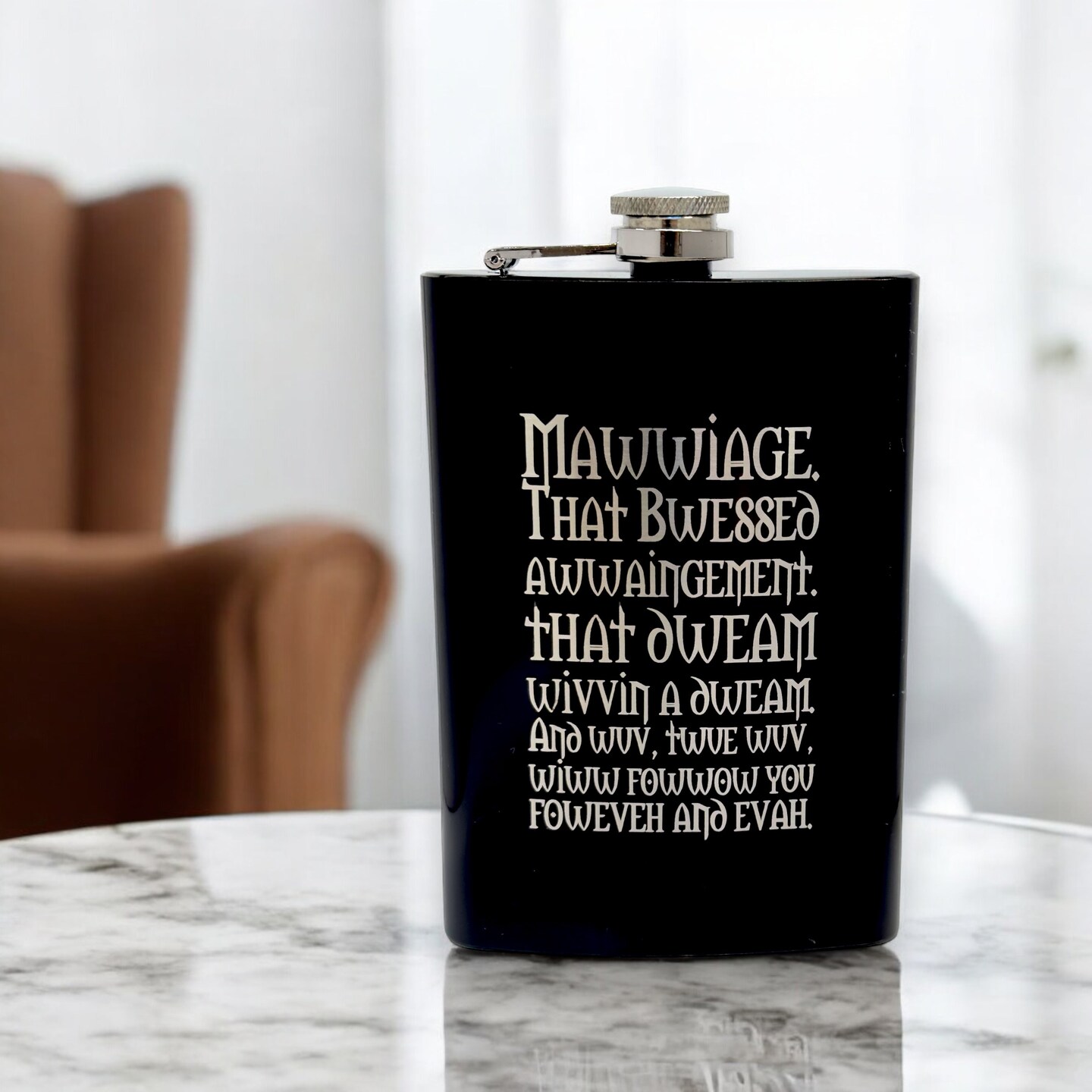 8oz BLACK Mawwiage That Bwessed Awwaingement Flask 8oz BLACK Mawwiage That Bwessed Awwaingement Flask
