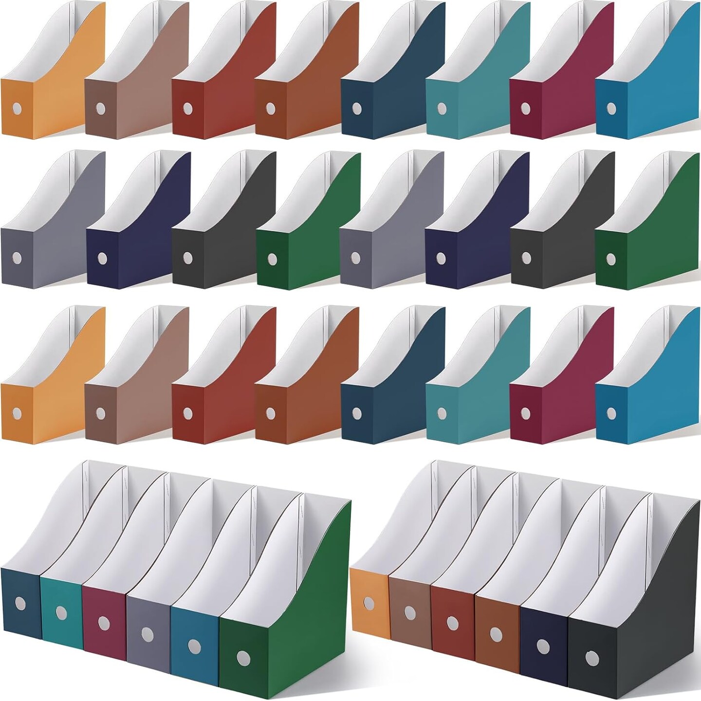 36 Pack Cardboard Magazine Holder 12 Colours Magazine File Holder Magazine Storage Box Office Folders Organiser File Folder Bin for Home Office School Desk Supplies (New Colour)