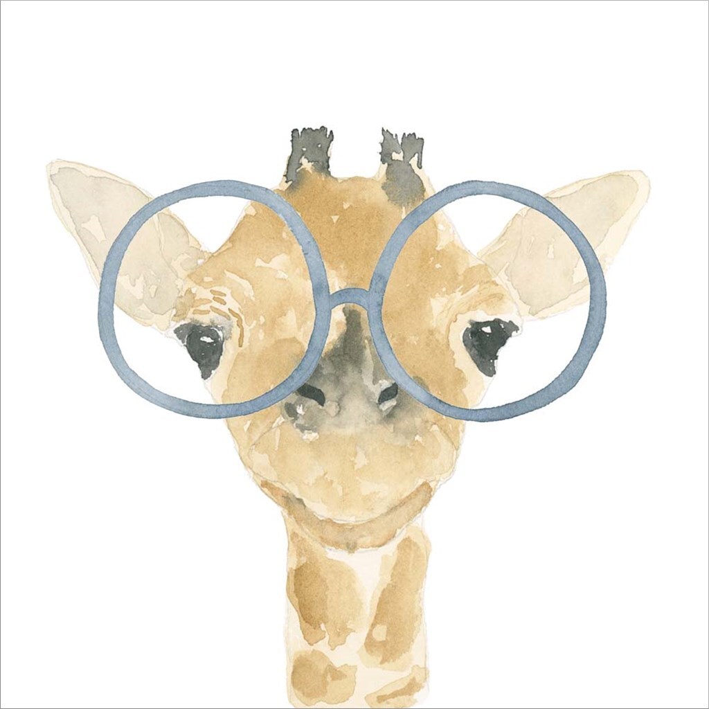 Giraffe With Glasses by Lucille Price 12&#x22; x 12&#x22; Canvas Wall Art