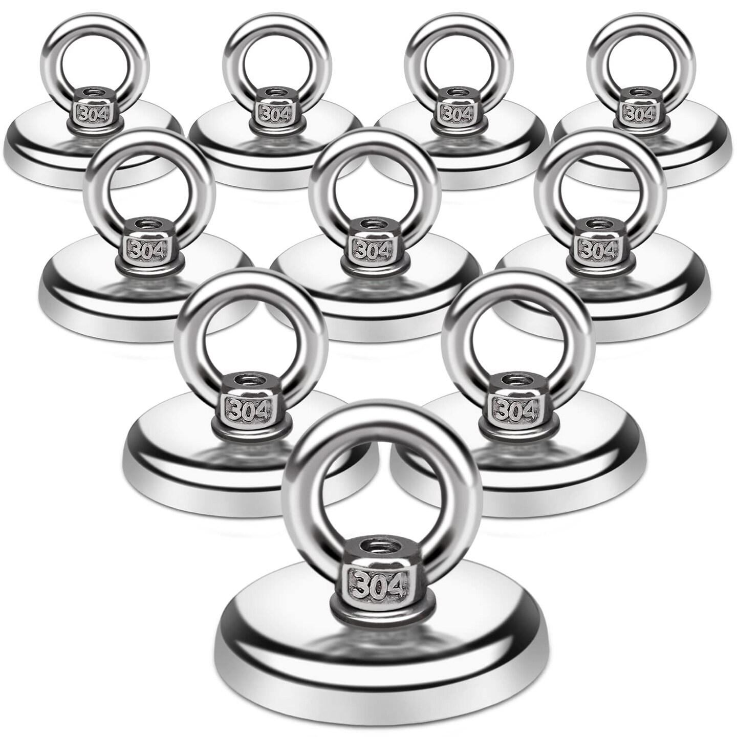 10 Pieces Magnetic Hooks, 100 LB(45KG) Heavy Duty Magnetic Hooks with Countersunk Hole Eyebolt, Perfect for Home, Kitchen, Workplace, Office and Garage,