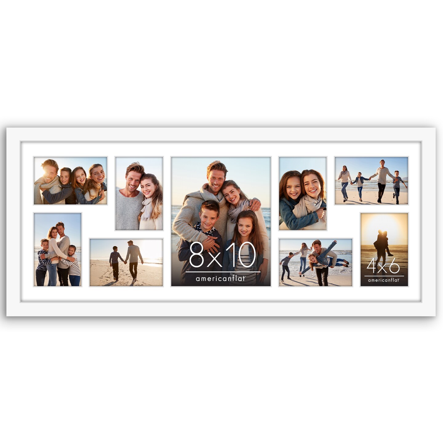 Americanflat 12x30 Collage Picture Frame - Fits One 8x10 Photo and Eight 4x6 Photos or One 12x30 Photo