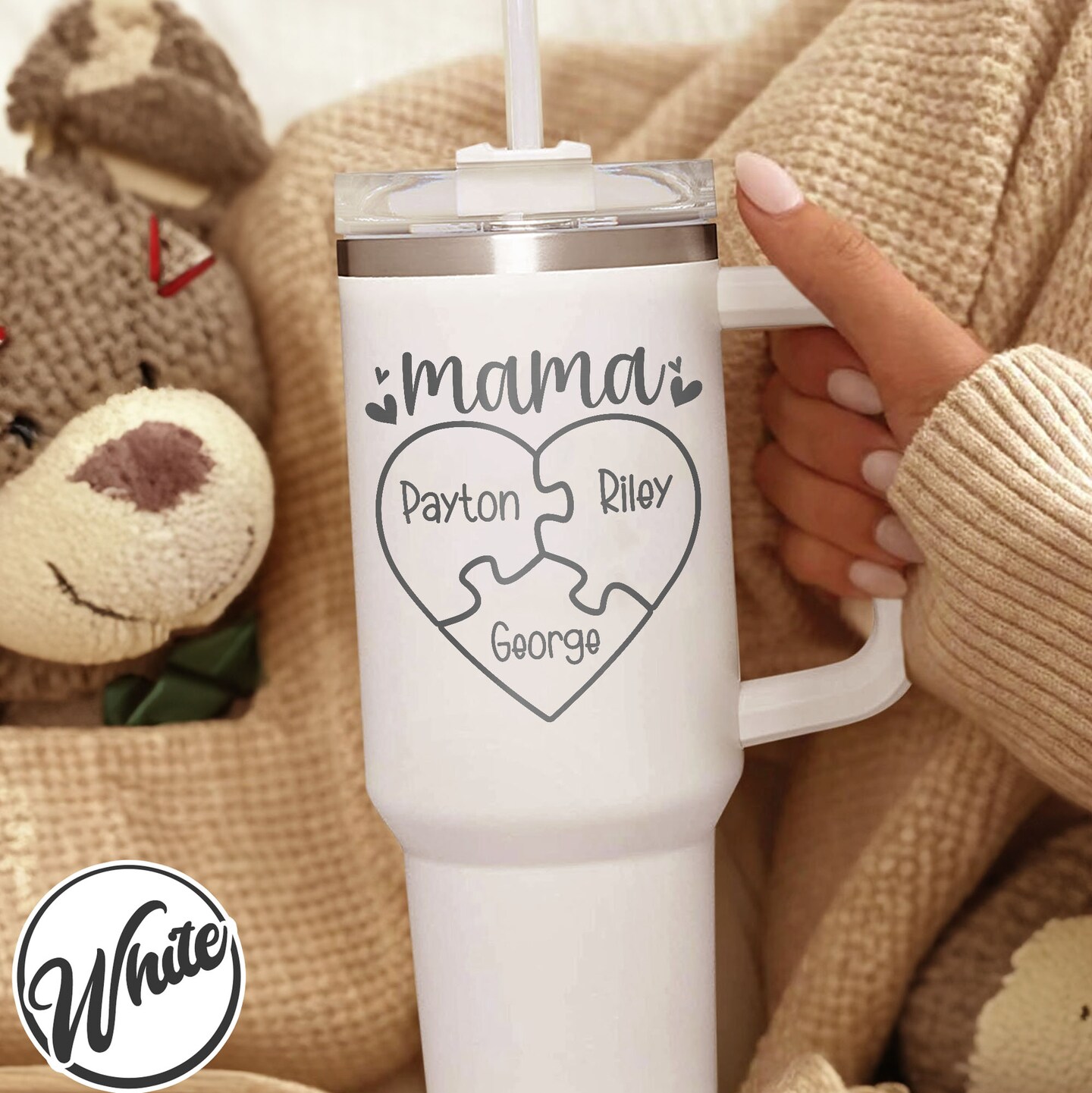 40oz Personalized Mama Tumbler | Custom Engraved Kids Names