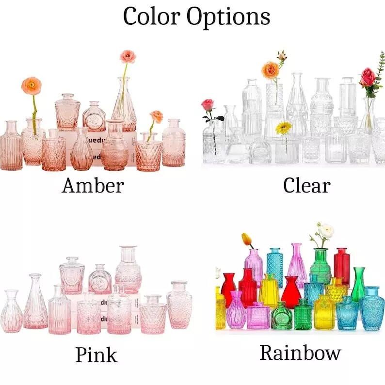 Glass Bud Vases for Flowers Small Clear Bud Vases for Centerpieces Mini Glass product 6