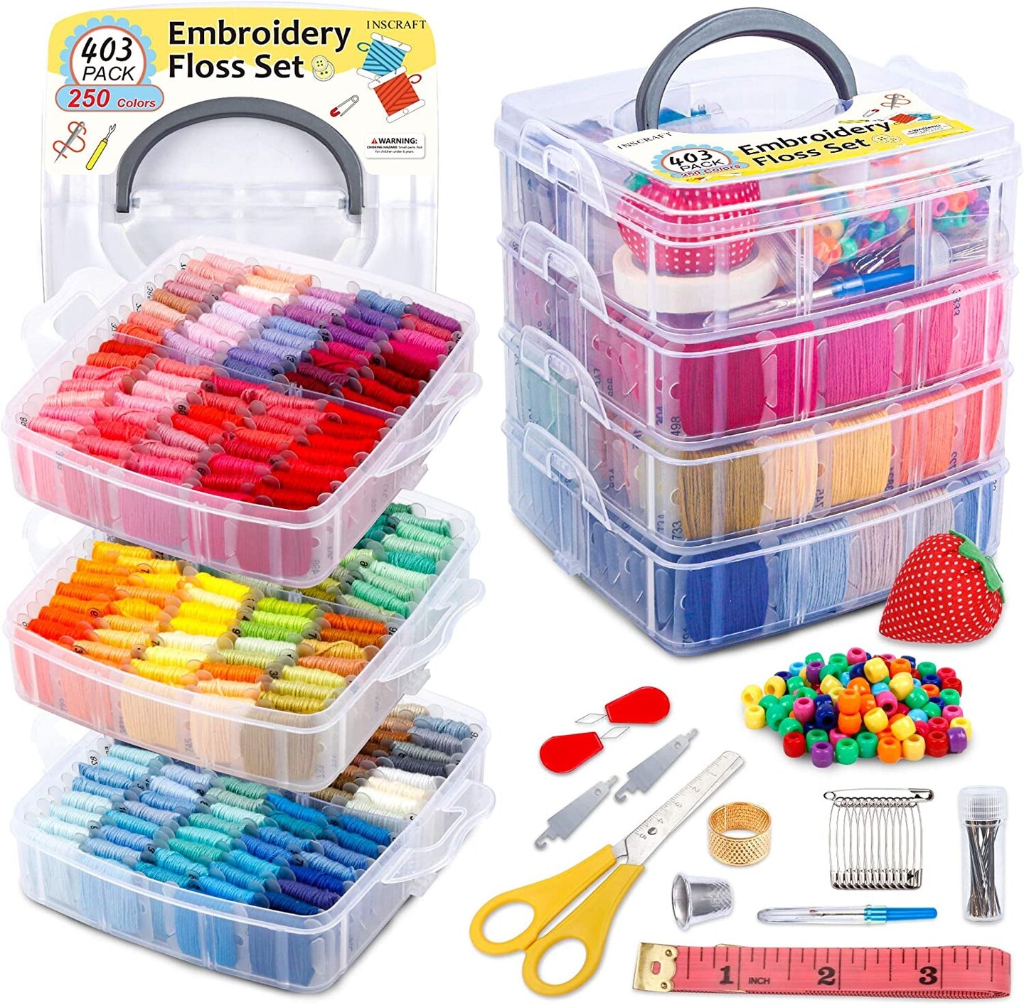 PAXCOO 276-Piece Embroidery Kit: 210 Colors, 66 Accessories, 4