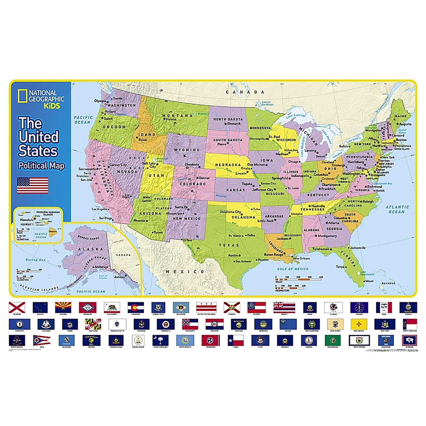 World and United States for Kids, Poster Size, Map Pack Bundle, 36&#x22; x 24&#x22;