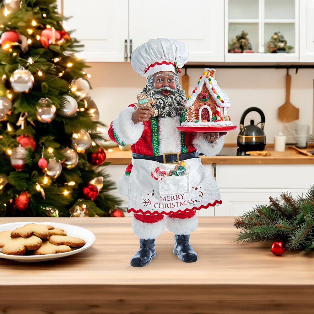 10.5&#x22; Fabrich&#xE9;&#x2122; African American Gingerbread Chef Santa