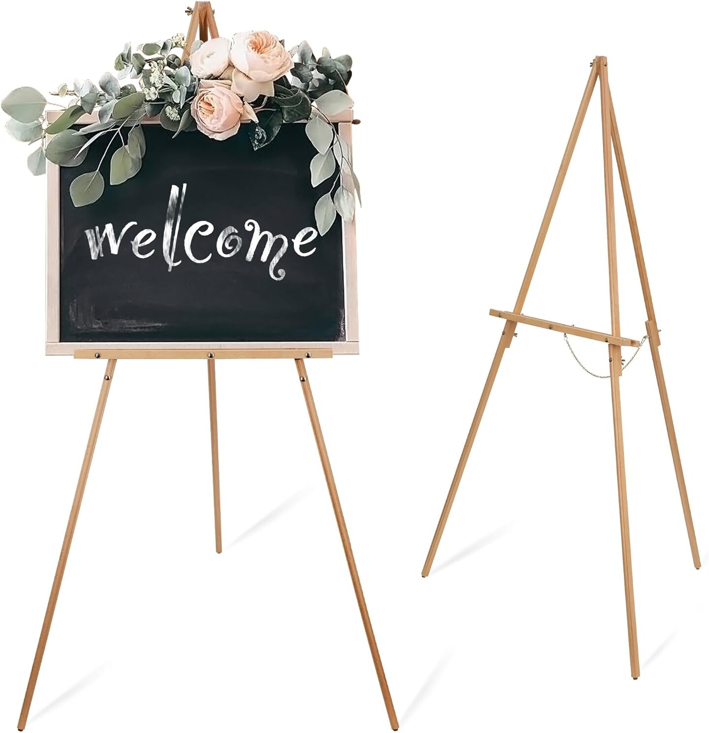 Wooden Art Easel Stand - 63&#x22; Portable Tripod Wood Artist Easel - Adjustable Floor Poster Stand for Painting, Display Show, Wedding in Brown