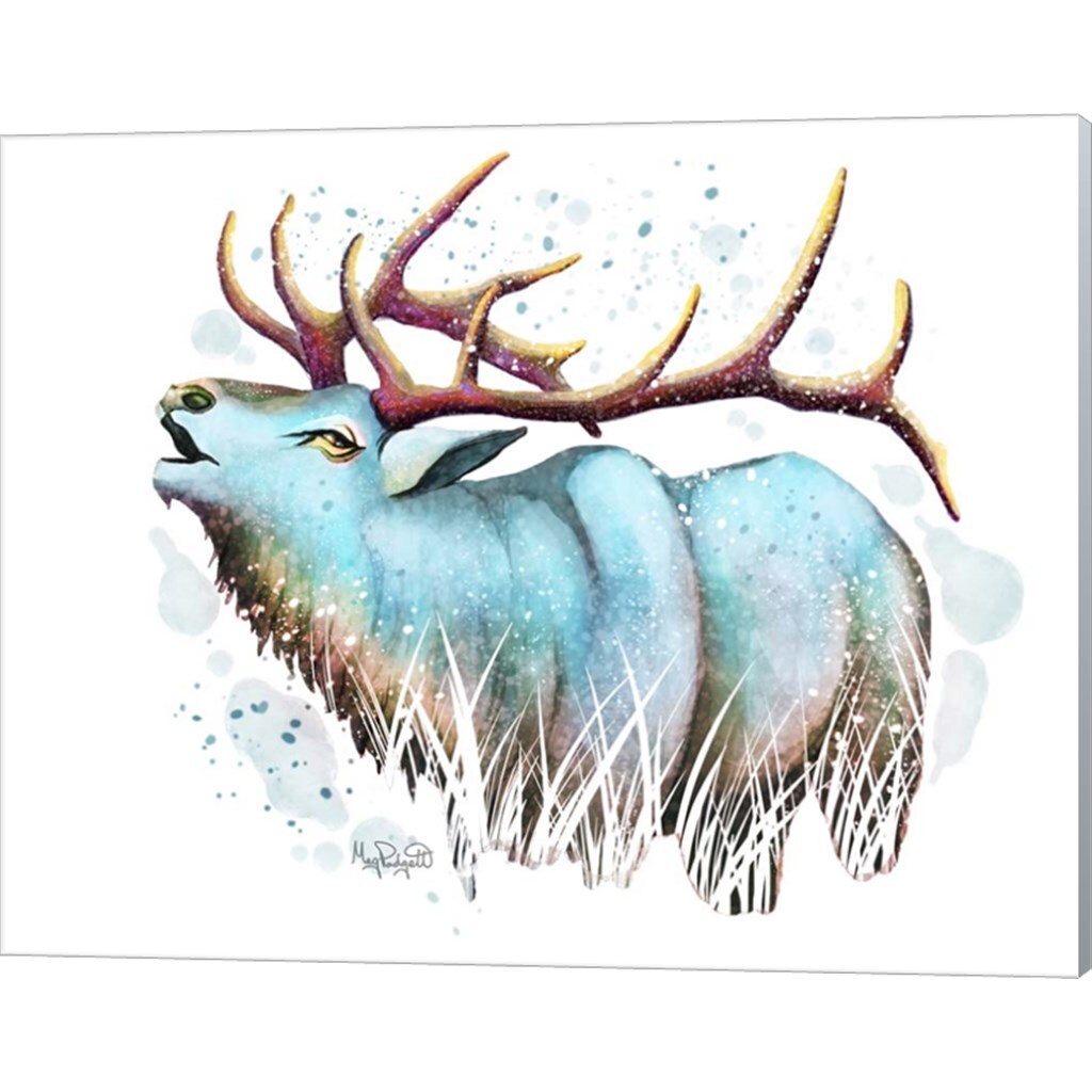 Woodlands- Teal Elk by Meg Padgett 20&#x22; x 16&#x22; Canvas Wall Art