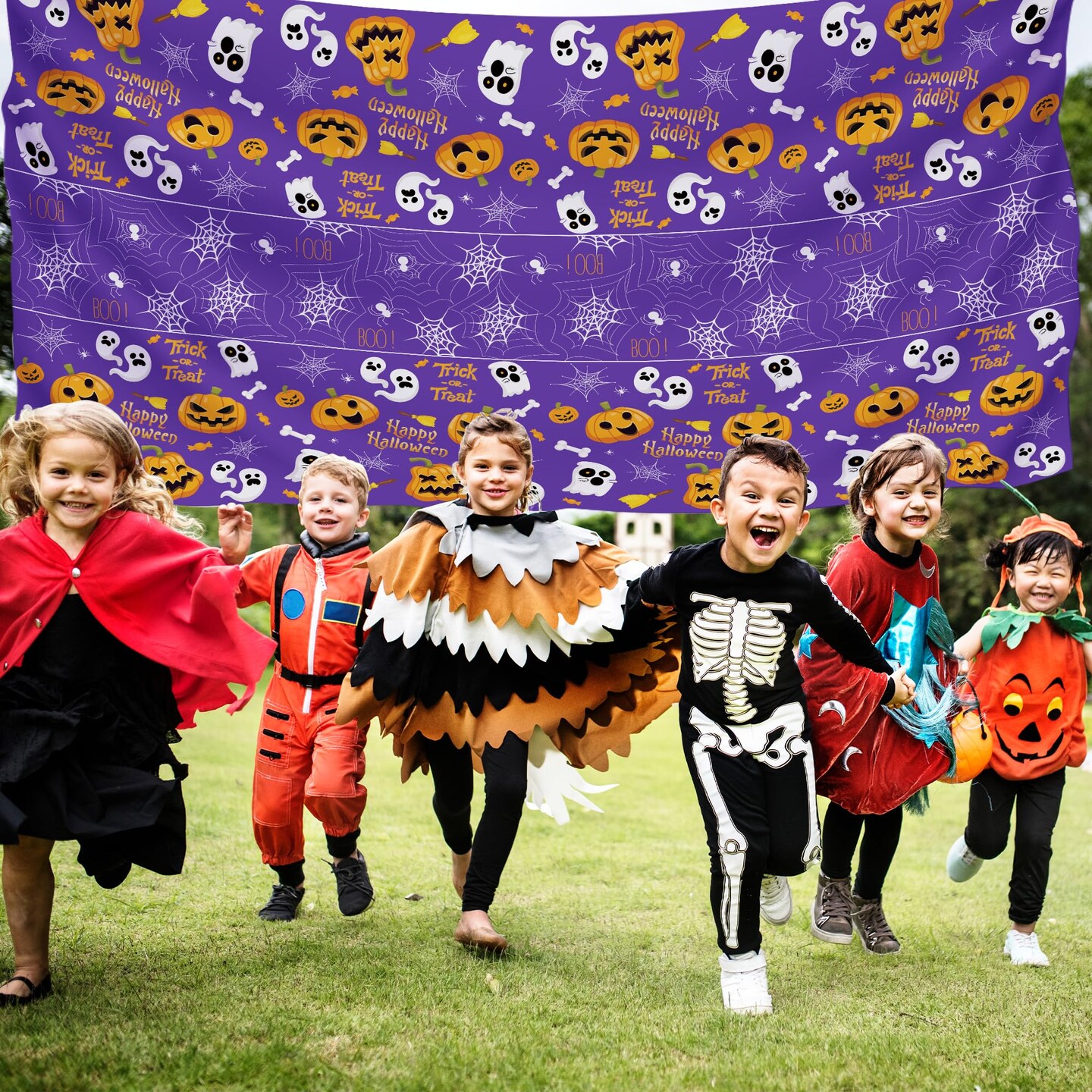 2 Pieces Halloween Decorations - Halloween Decorations Indoor Outdoor - Disposable Plastic Halloween Tablecloth | Halloween Party Decorations Favors Supplies for Table Decor Backdrop Banner,
