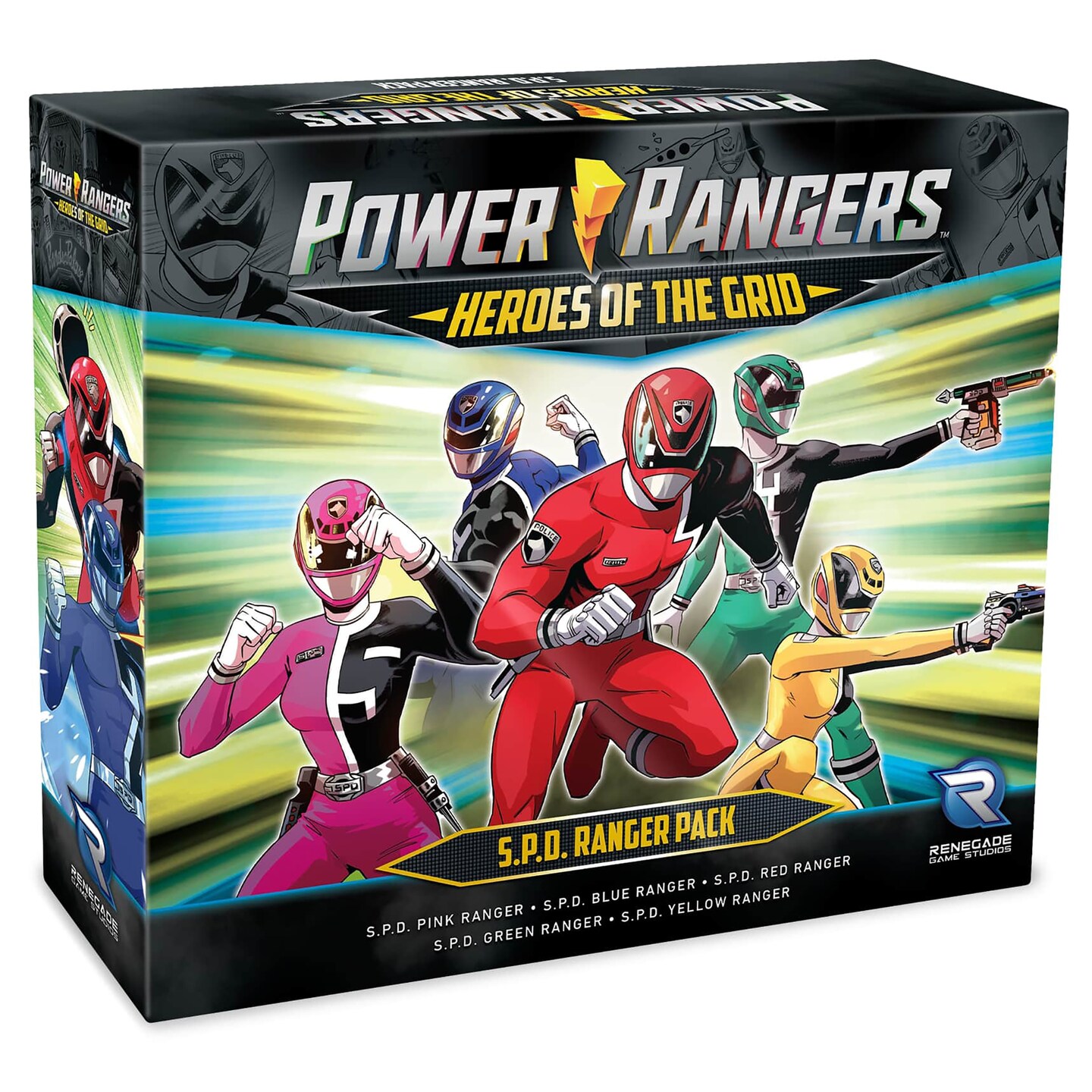Renegade Games Studios: Power Rangers Heroes of the Grid S.P.D Ranger Pack - Expansion, Character Figures &#x26; Cards, Ages 14+, 2-5 Players, 45-60 Min