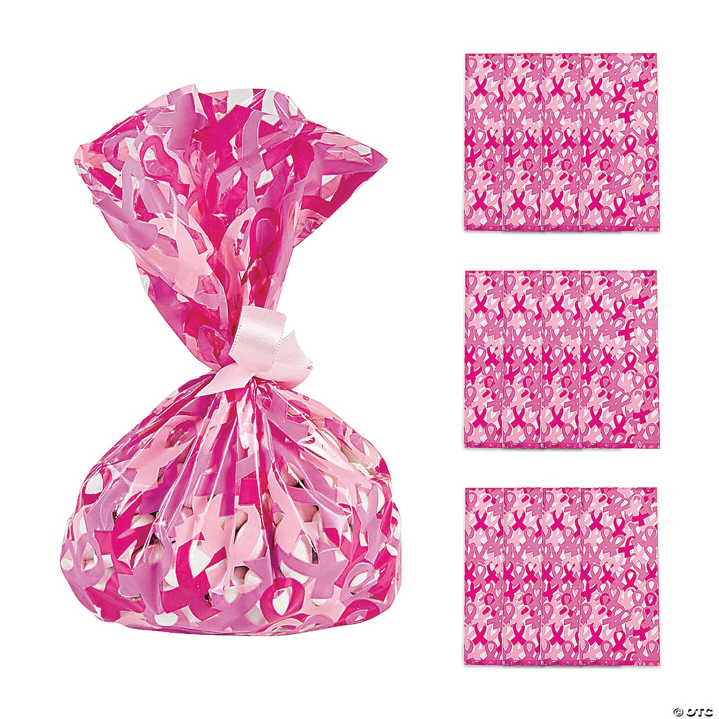 5 3/4&#x22; x 11 1/2&#x22; Breast Cancer Awareness Cellophane Treat Bags - 12 Pc.