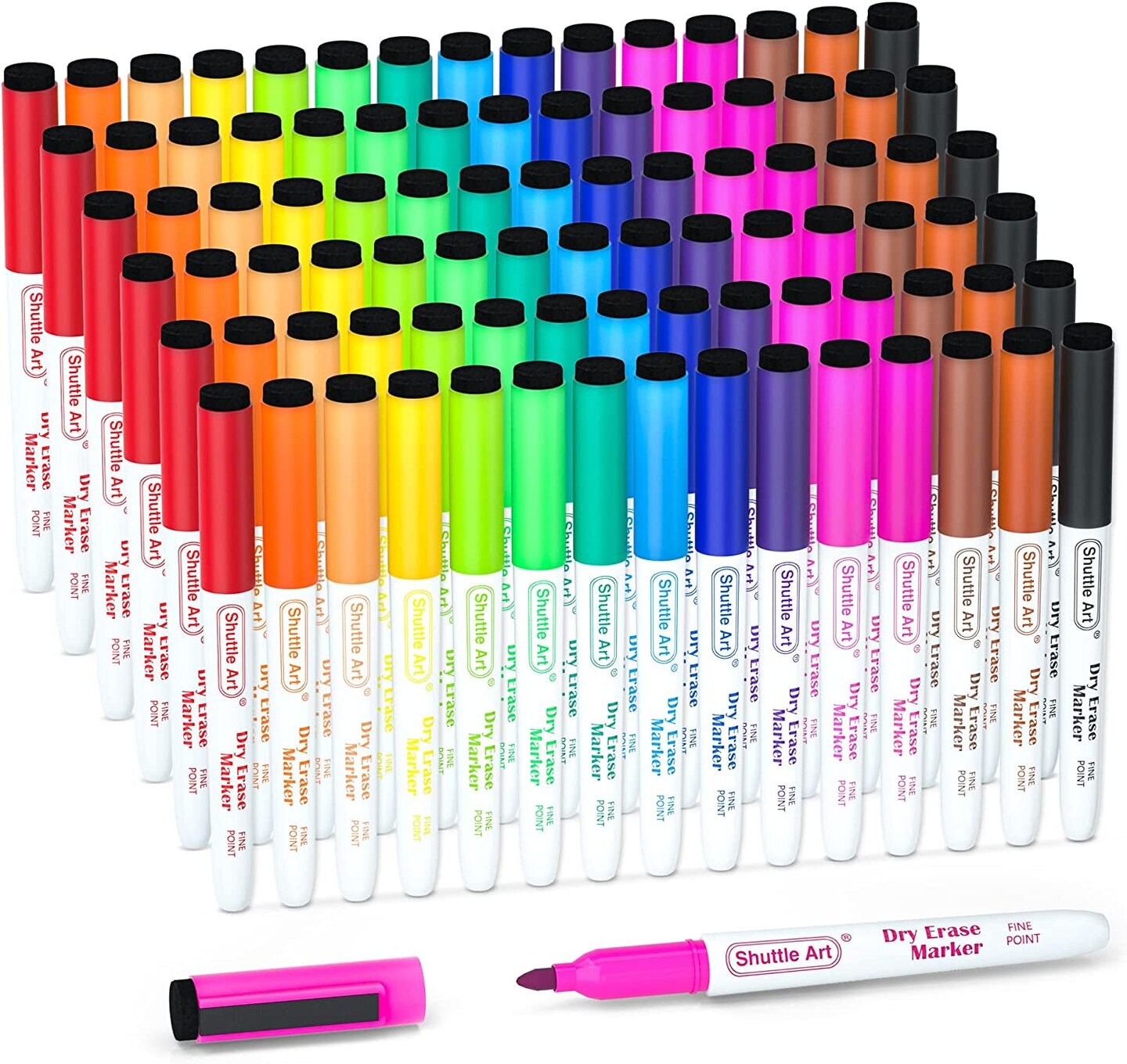 Dry Erase Markers, 20 Colors with Erase, Fine Point Dry Erase Markers Perfect for Writing on Dry-Erase Whiteboard Mirror Glass for School Office Home