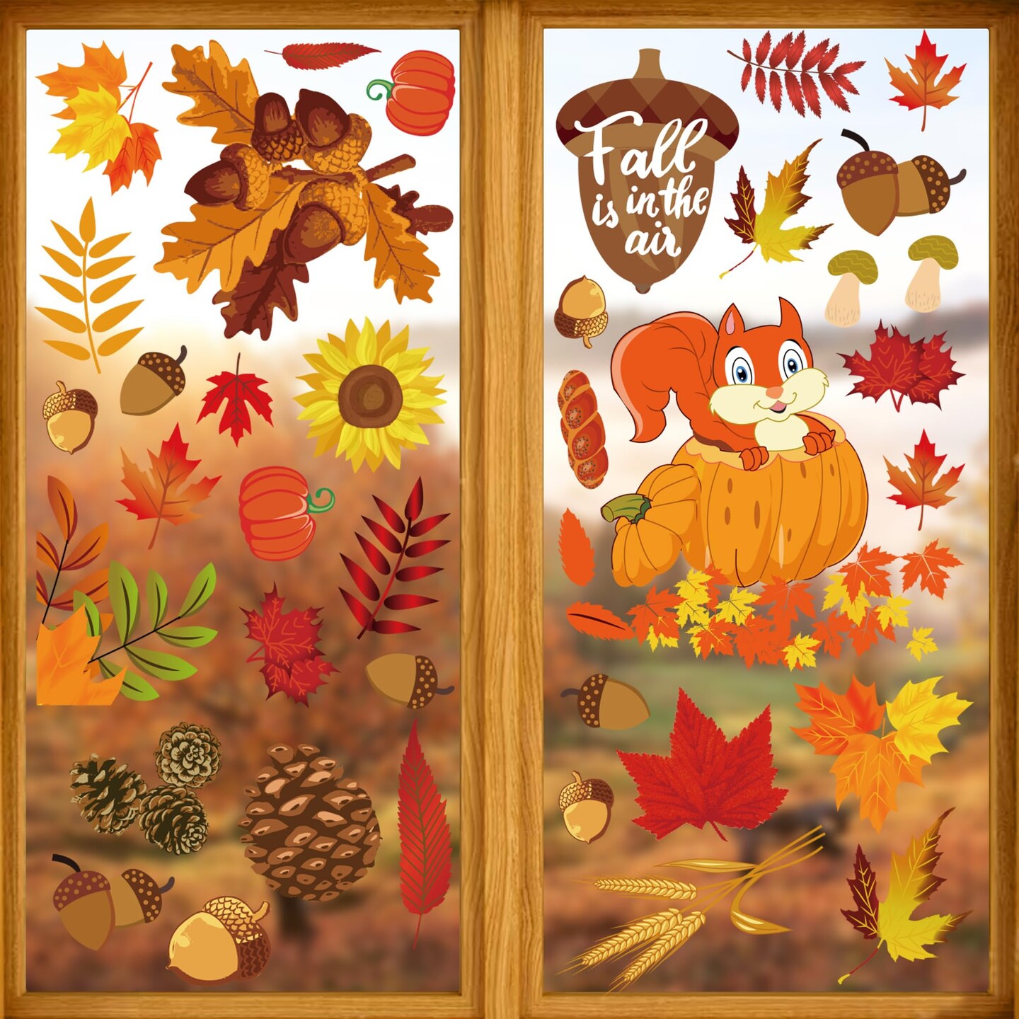 10 Sheets Fall Window Clings for Glass Thanksgiving Clings Decor for Windows Autumn Clings for Windows Fall Window Stickers Thanksgiving Autumn Home Office Decorations for Indoor Outdoor, School Home Supplies