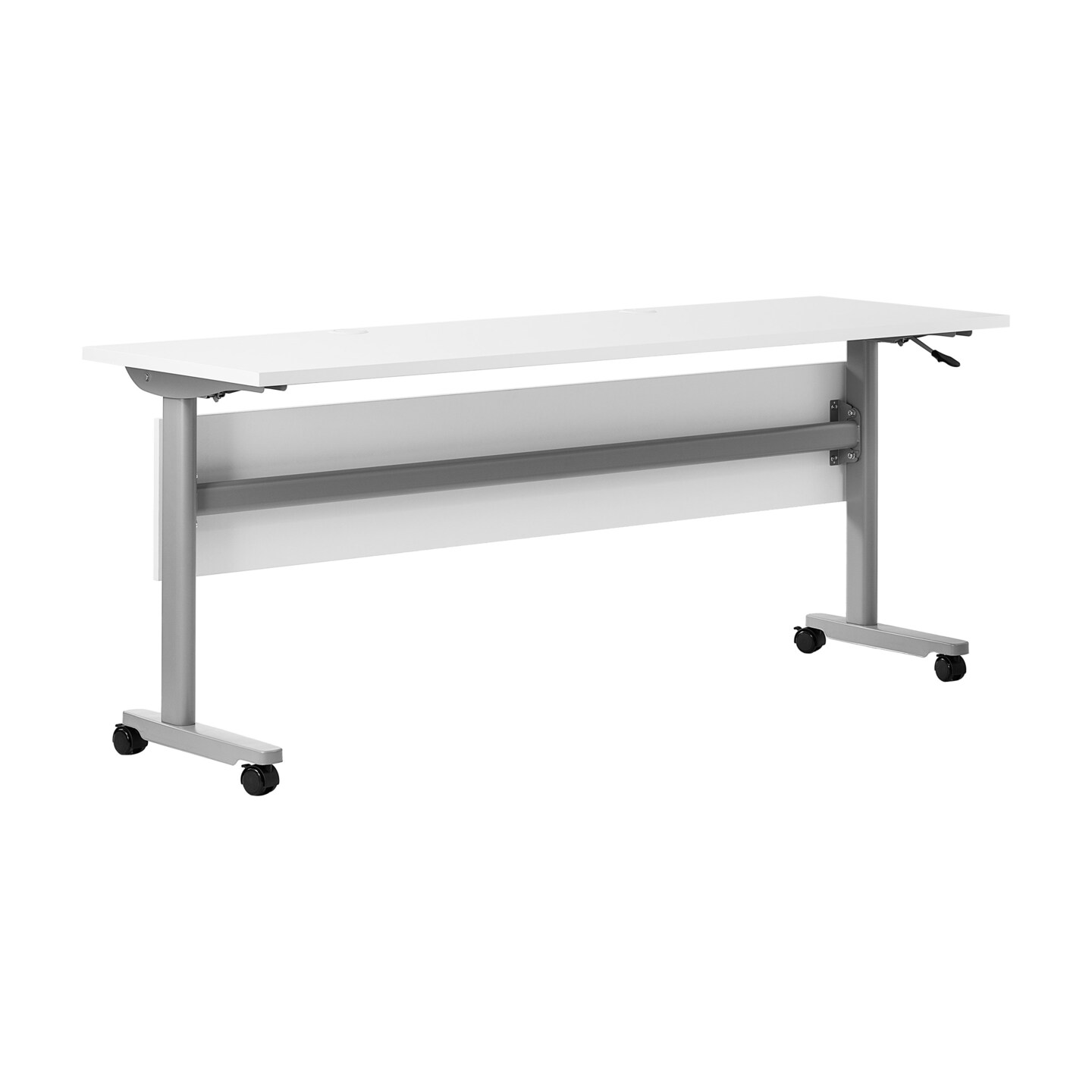 Emma and Oliver Hahn Heavy-Duty Flip Top Training Table with Nesting Design, Privacy Panel, T-Legs, Tabletop, Metal Frame