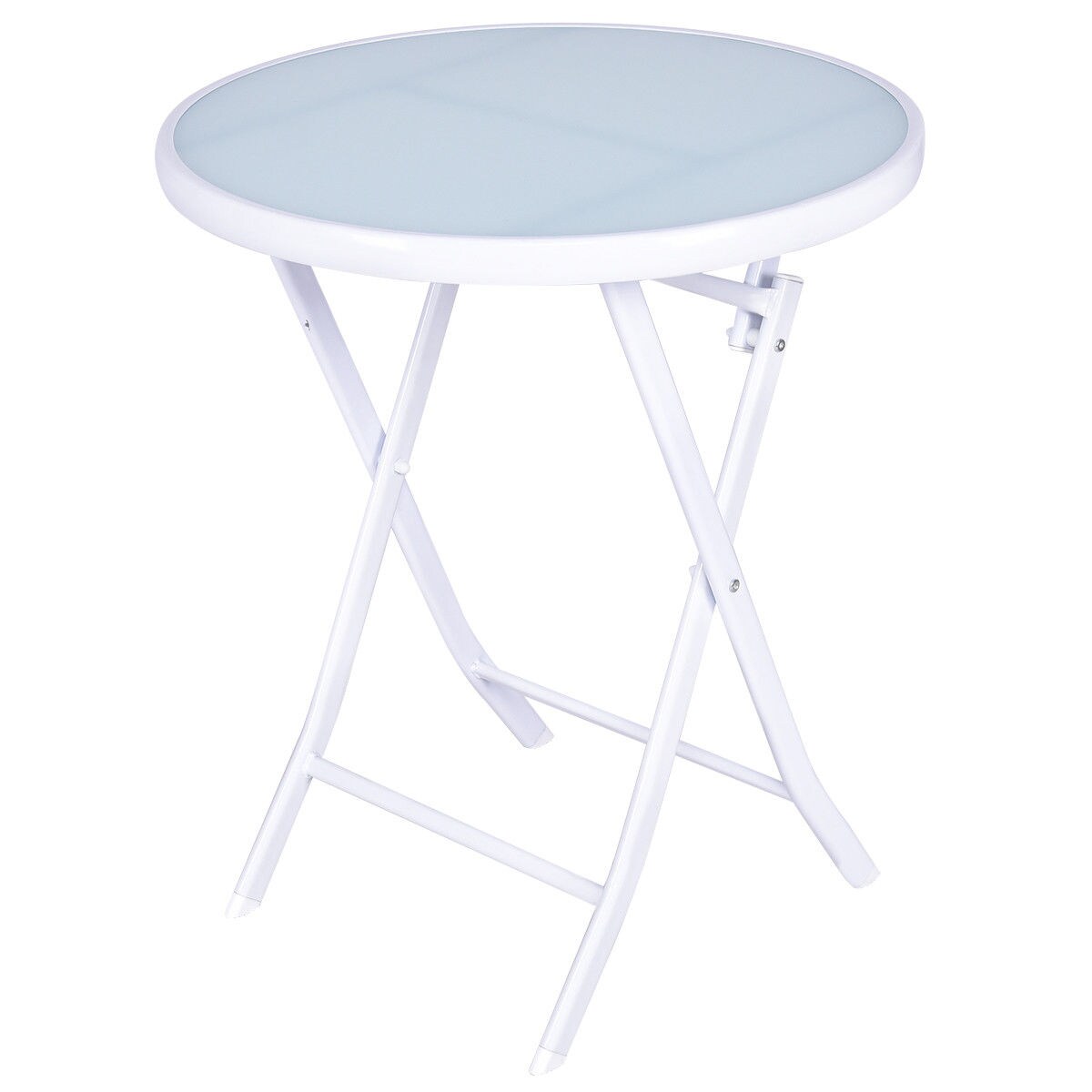 Costway 3 PCS Folding Bistro Table Chairs Set Garden Backyard Patio Furniture White