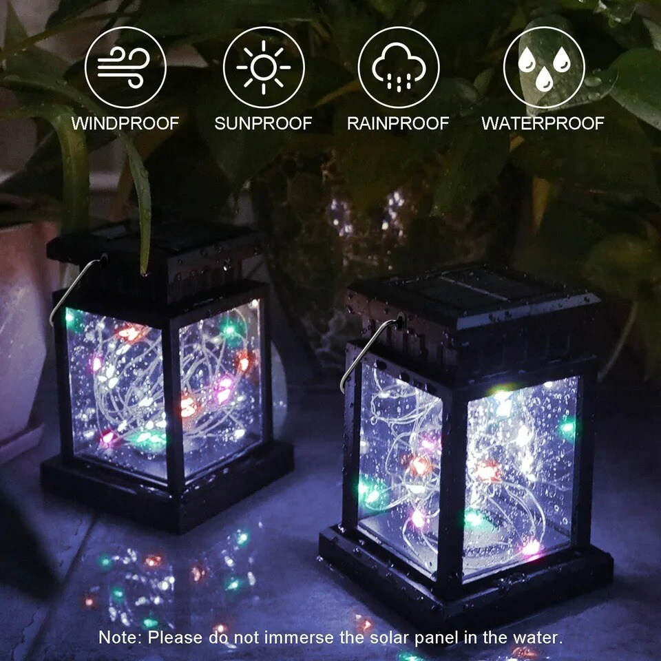 Waterproof LED Solar Lantern Hanging Light Outdoor Garden Decor Groundlevel Lamp