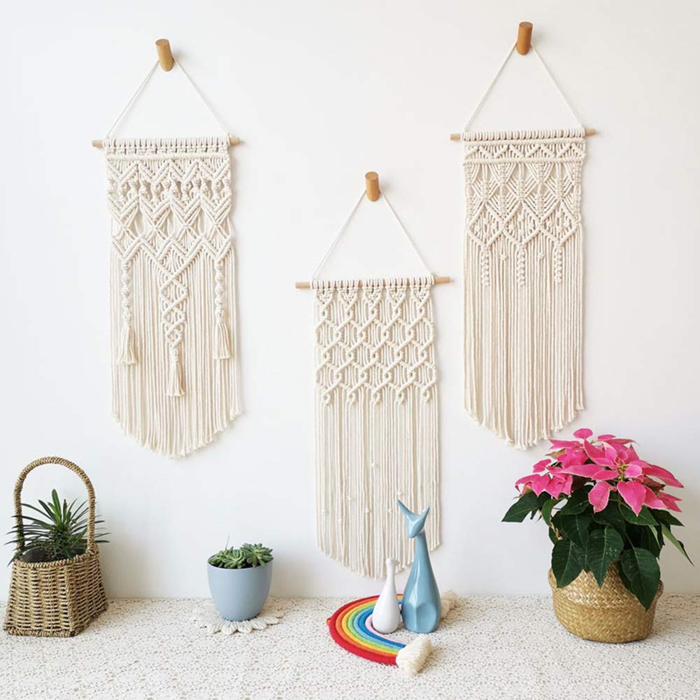 120 Pieces Macrame Kits for Beginners 3mm x 109yards Natural Cotton Macrame Cord with Wooden Beads &#x26; Rings,Wooden Sticks,Metal Rings Macrame Supplies Best for Macrame Plant Hanger