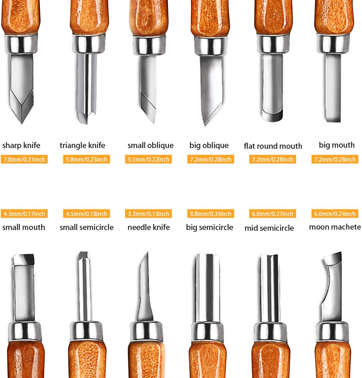 20 Pieces Wood Carving Knife Set -  Hand Carving Tool Set for DIY Sculpture Carpenter Experts &#x26; Beginners