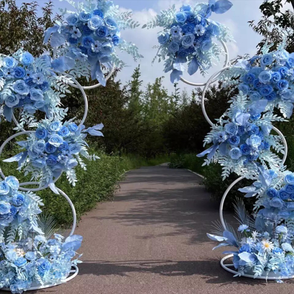 2x Detachable Tall Metal Balloon Arch Kit Wedding Backdrop Stand 8 Circle Frames