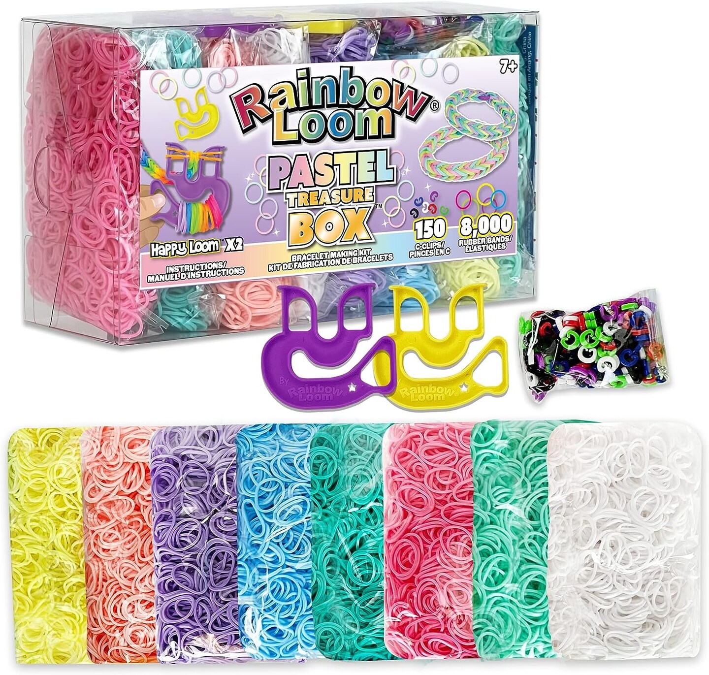 &#xAE; Treasure Box Sparkle Edition, 8,000 Rubber Bands in 8 Different Sparkly Colors, and a BONUS of 2 Happy Looms, Great Activities for Boys and Girls 7+