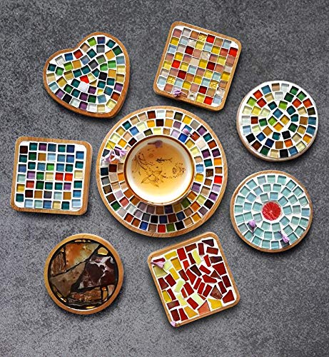 Tiles Mixed Color Glass Tiles Shine Crystal Mosaic Glass Pieces Bulk Square Glitter Crystal Mosaic Tiles for Home Decoration or DIY Crafts 200g,1x1 cm